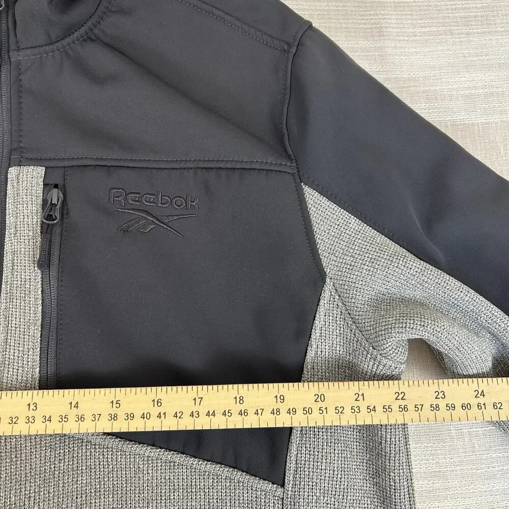 NWT Reebok Jacket Men's Large Gray Black Full Zip Up‎ Hoodie MRSP $165 New L
